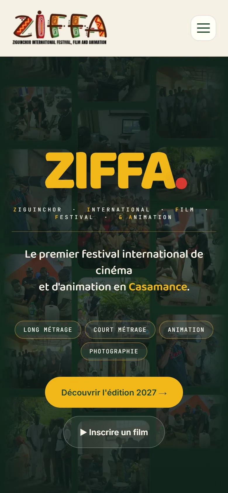 Le site du ZIFFA sur téléphone